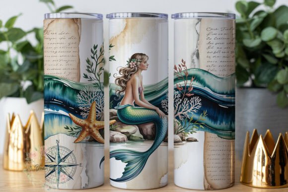 Download Vintage Mermaid Ocean Dreams 20oz Wrap - Vintage Collection