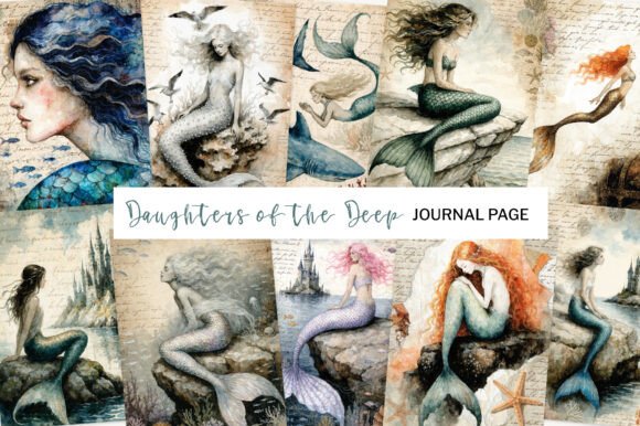Download Vintage Mermaid Junk Journal Graphic - Vintage Collection