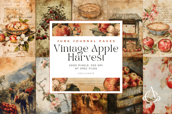 Download Vintage Apple Harvest Junk Journal Pages - Vintage Collection