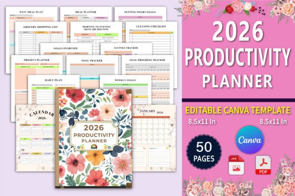 Download 📝 2026 Productivity Planner Canva - Premium Resources